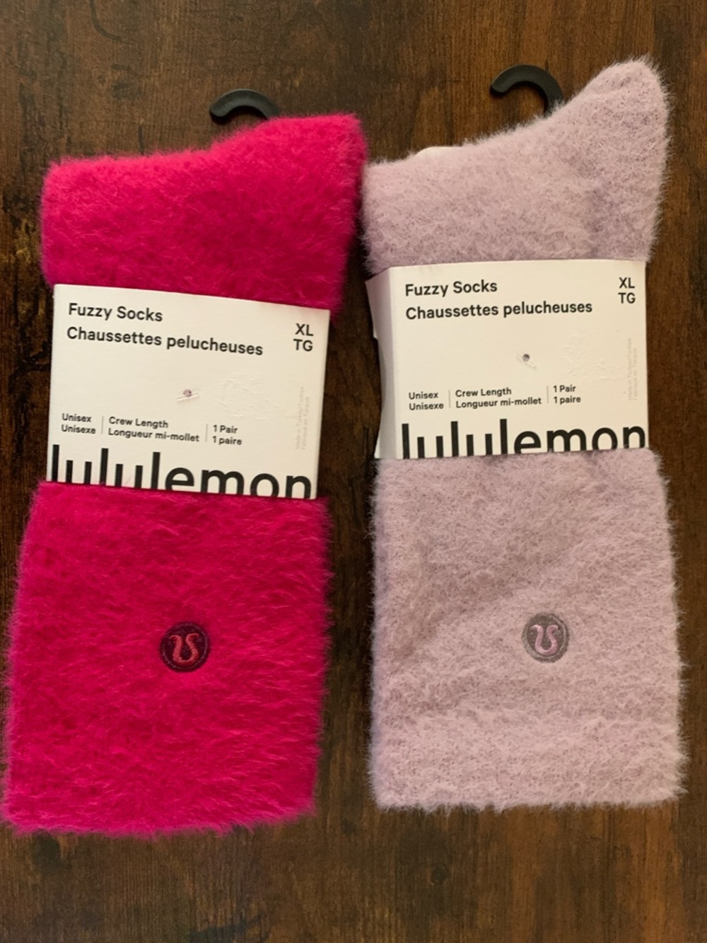 lululemon athletica Fuzzy Crew Socks in Hot Pink & Light Lavender